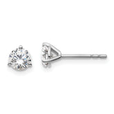 18k White Gold 3/4 carat Lab Grown Diamond VS+ F+ Round Complete Three Prong Stud Earrings